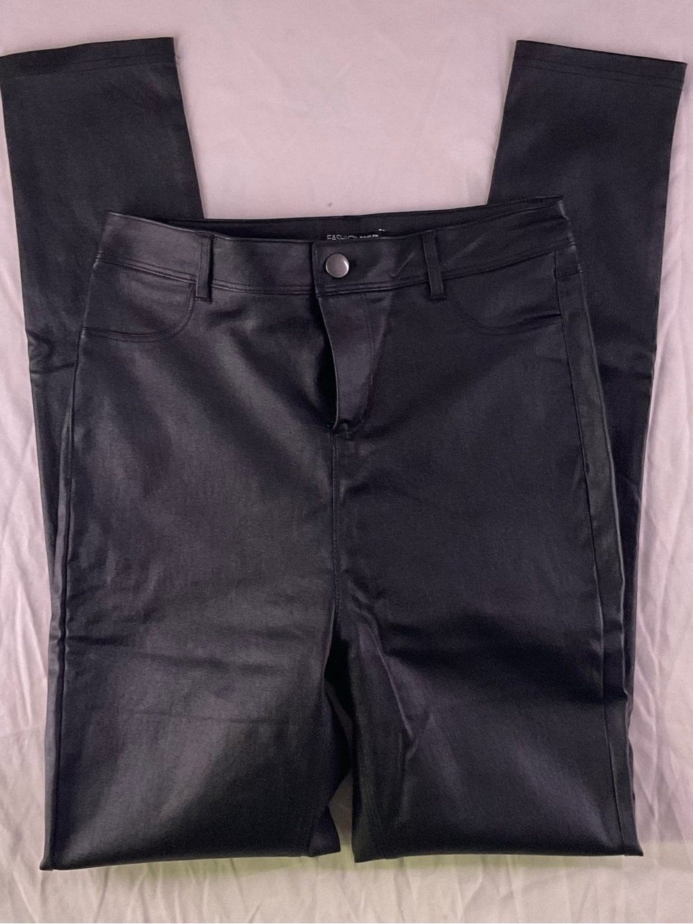 Fashion Nova Black Faux Leather Jeans size M